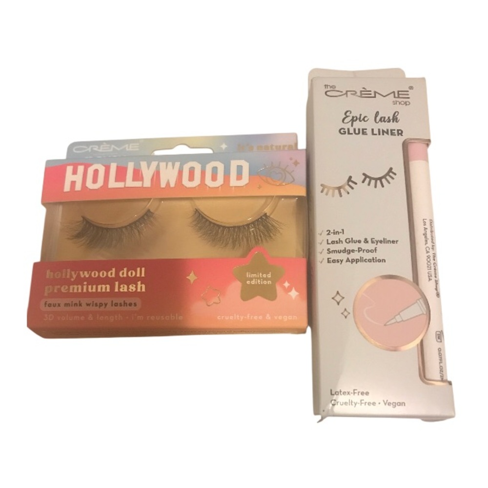 💖 Crème Shop Hollywood Doll Faux Mink Wispy Lashes & Epic Lash Clear Glue